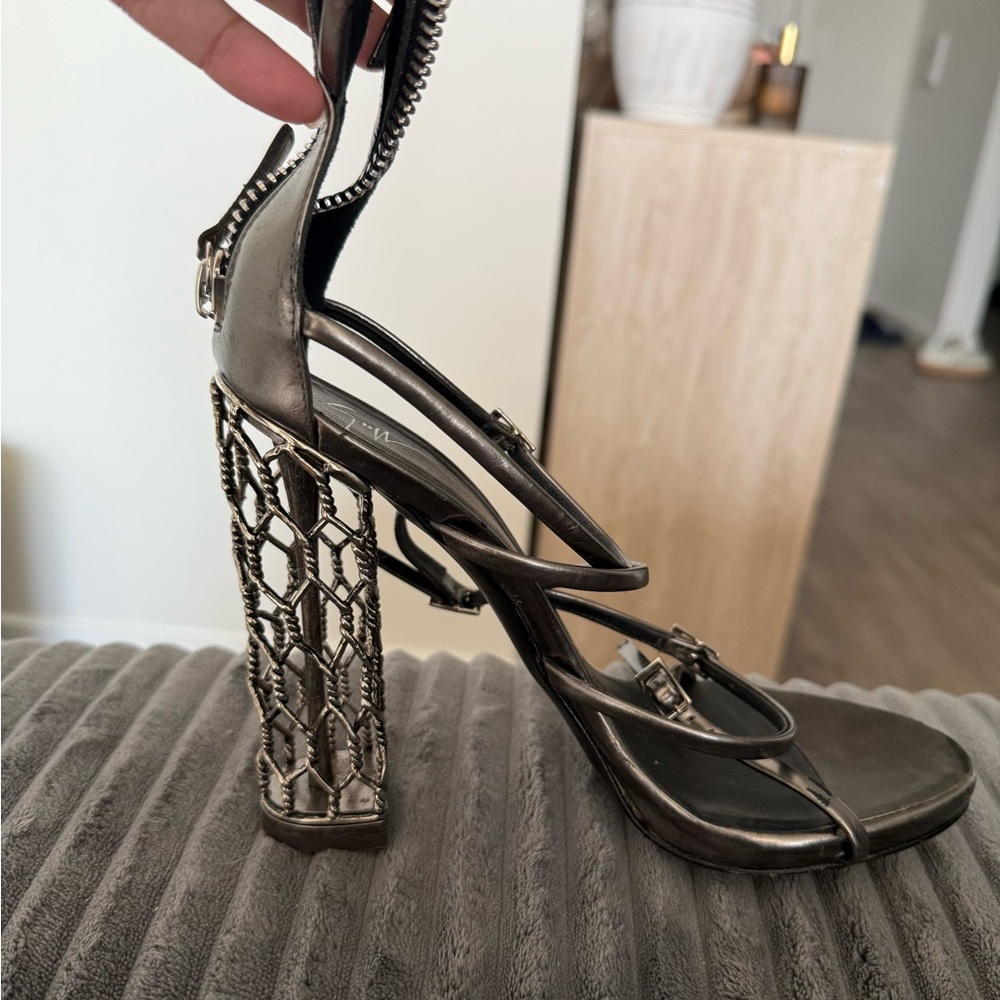 Giuseppe Zanotti Caged Silver Strappy Heels